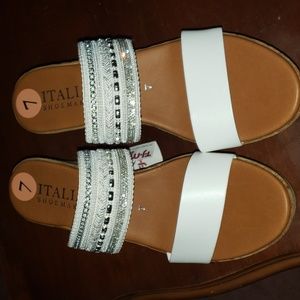 NWT white wedge sandals